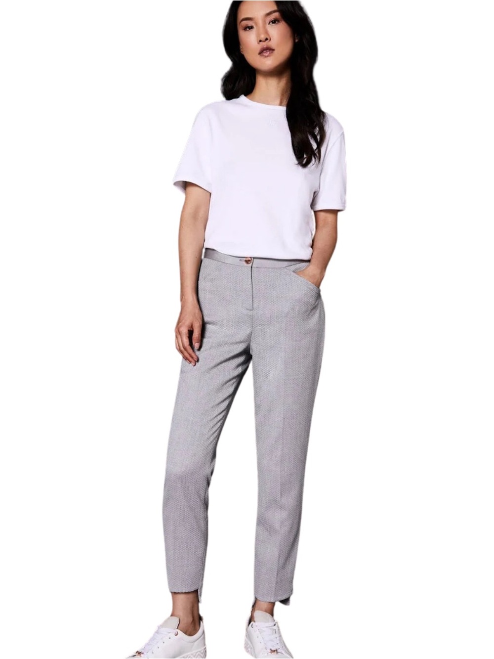 Ted Baker London Grey Tailored Cropped Skinny Trousers Pants Size US 2